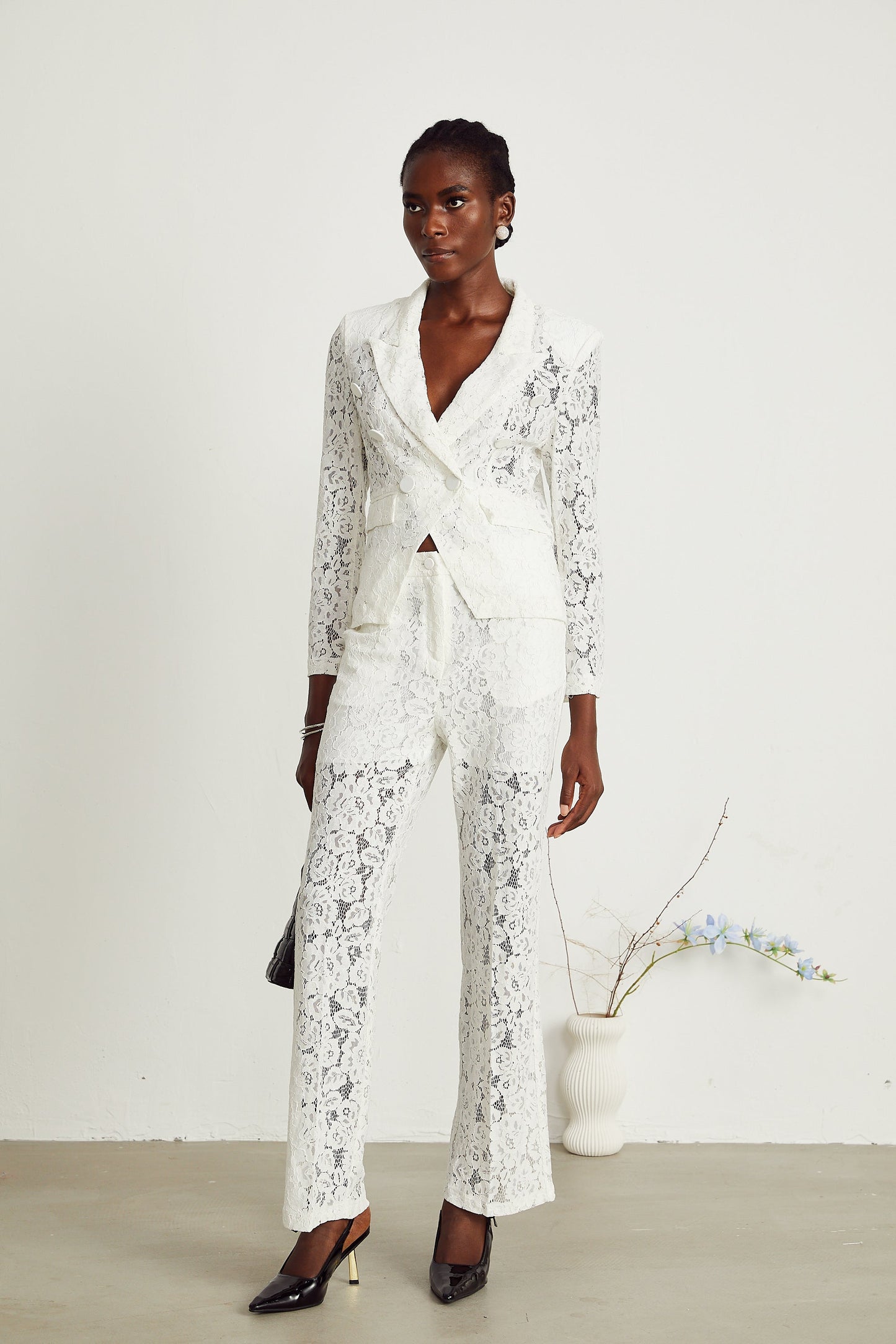 Zoé dantel blazer ve pantolon takım