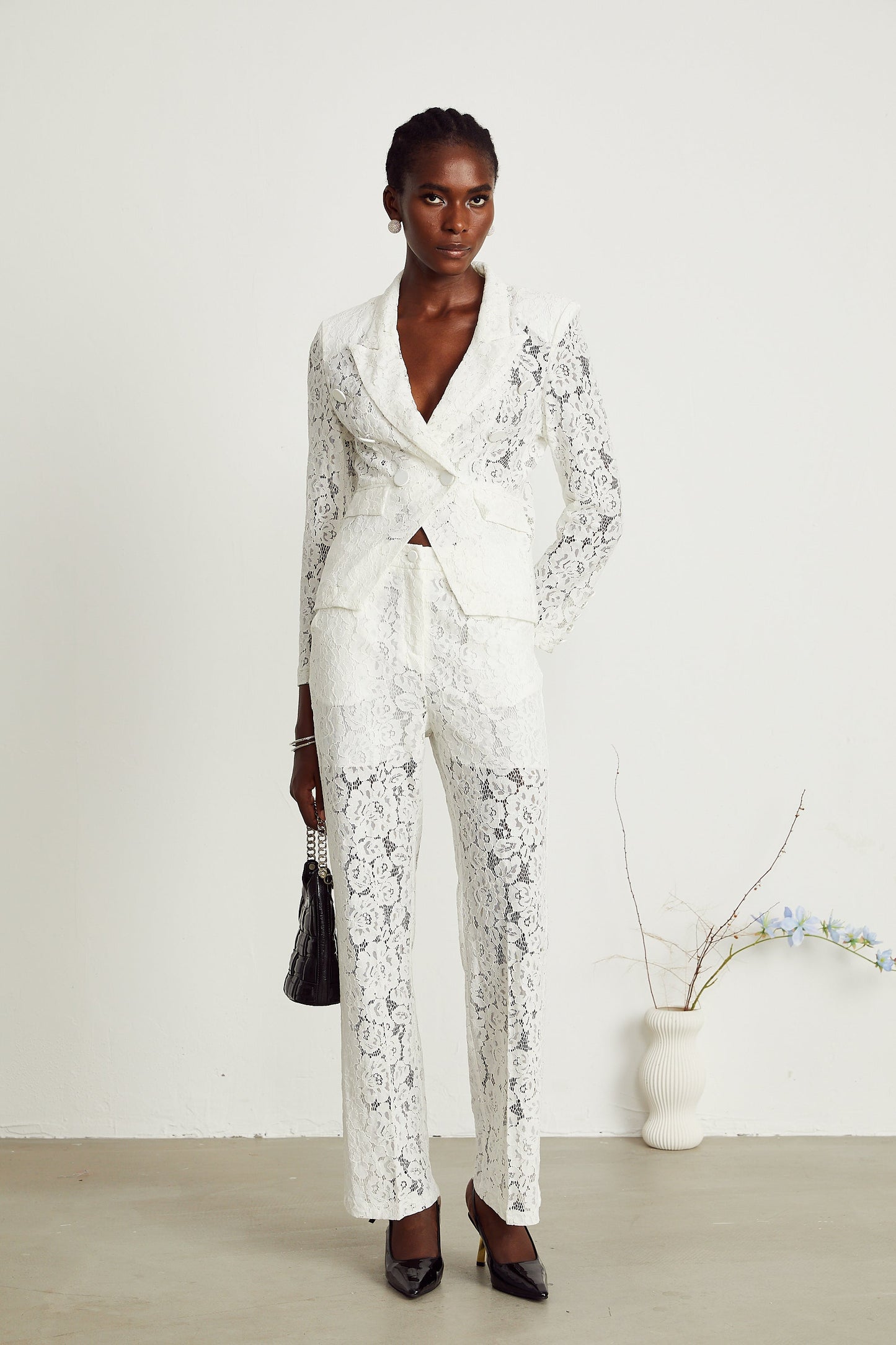 Zoé dantel blazer ve pantolon takım