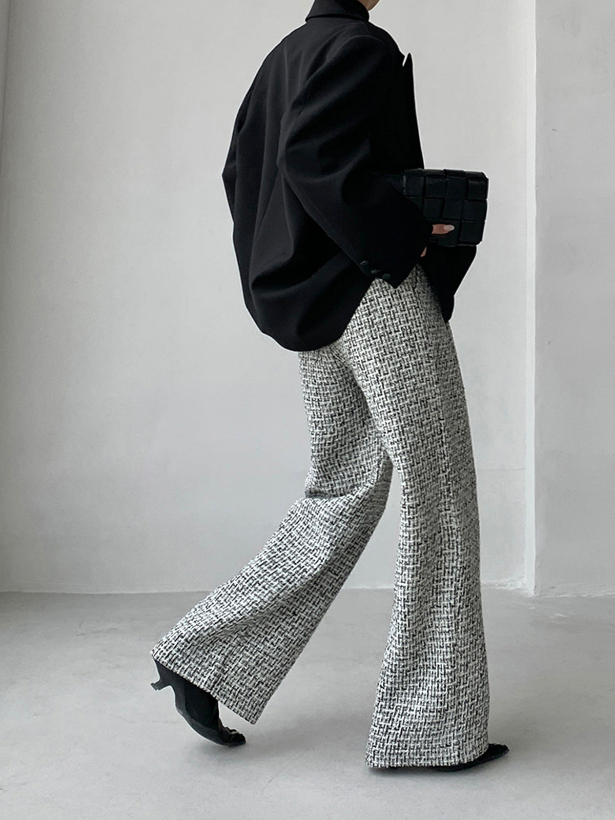 Tweed Geniş Paça Pantolon