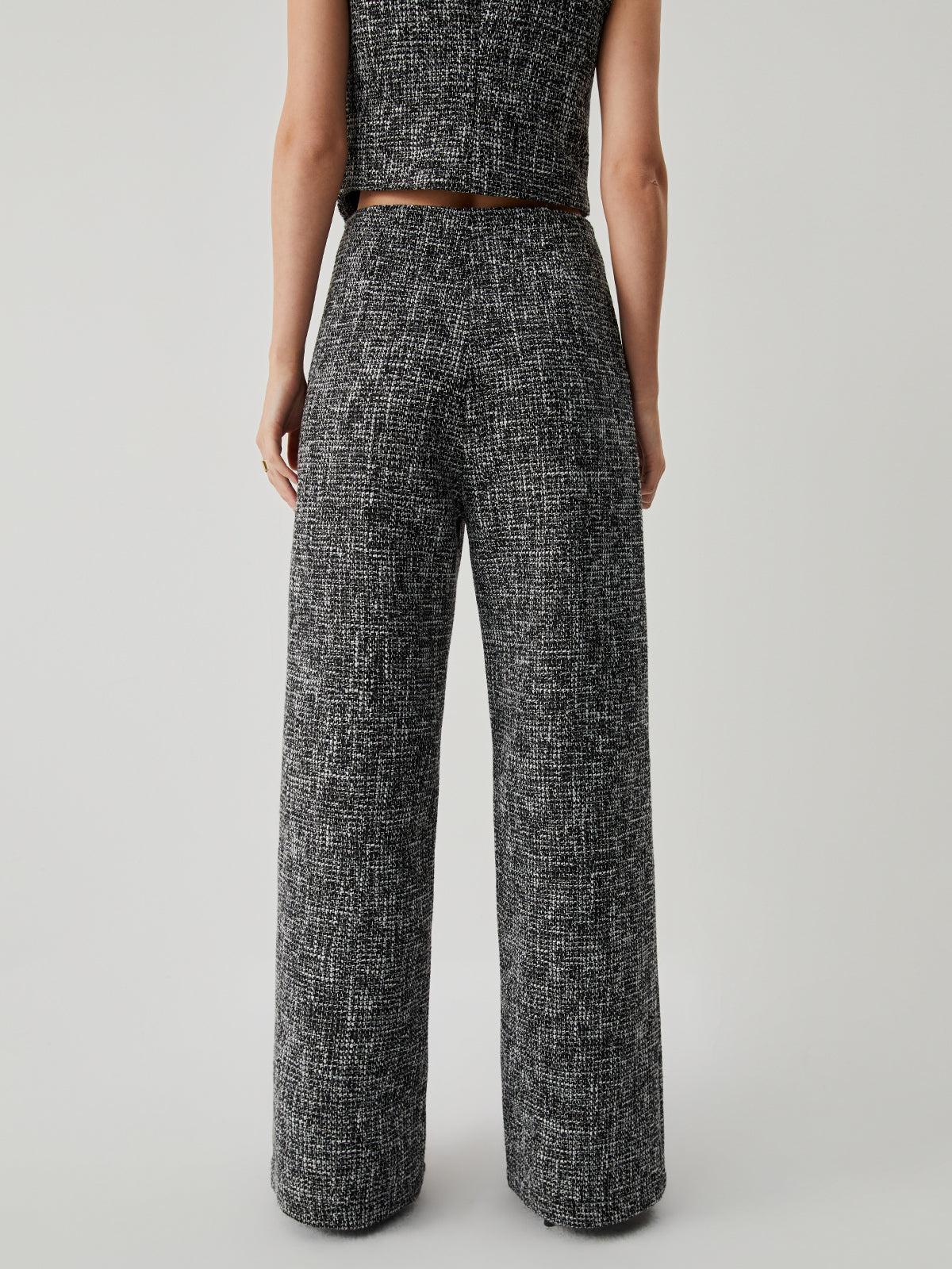 Eski Para Tweed Düz Paça Cep Pantolon