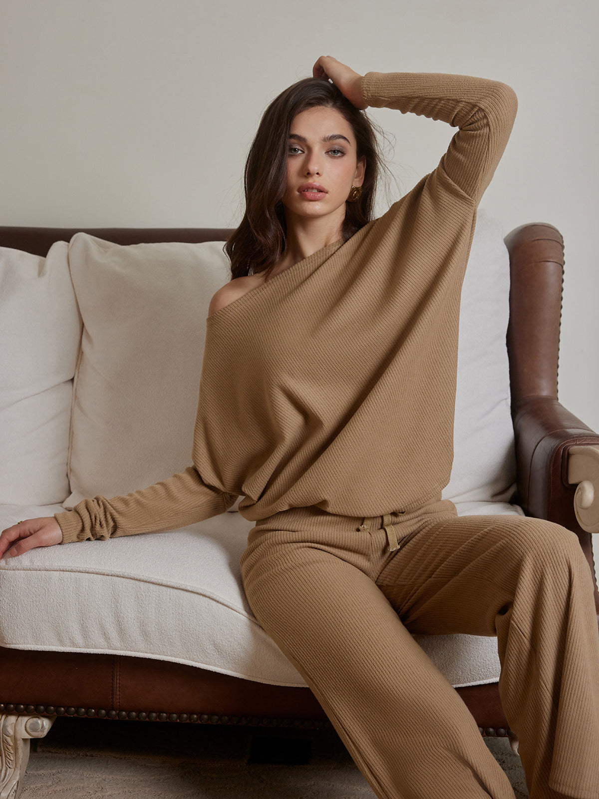 Kaburgalı Bağcıklı Pantolon Takımı