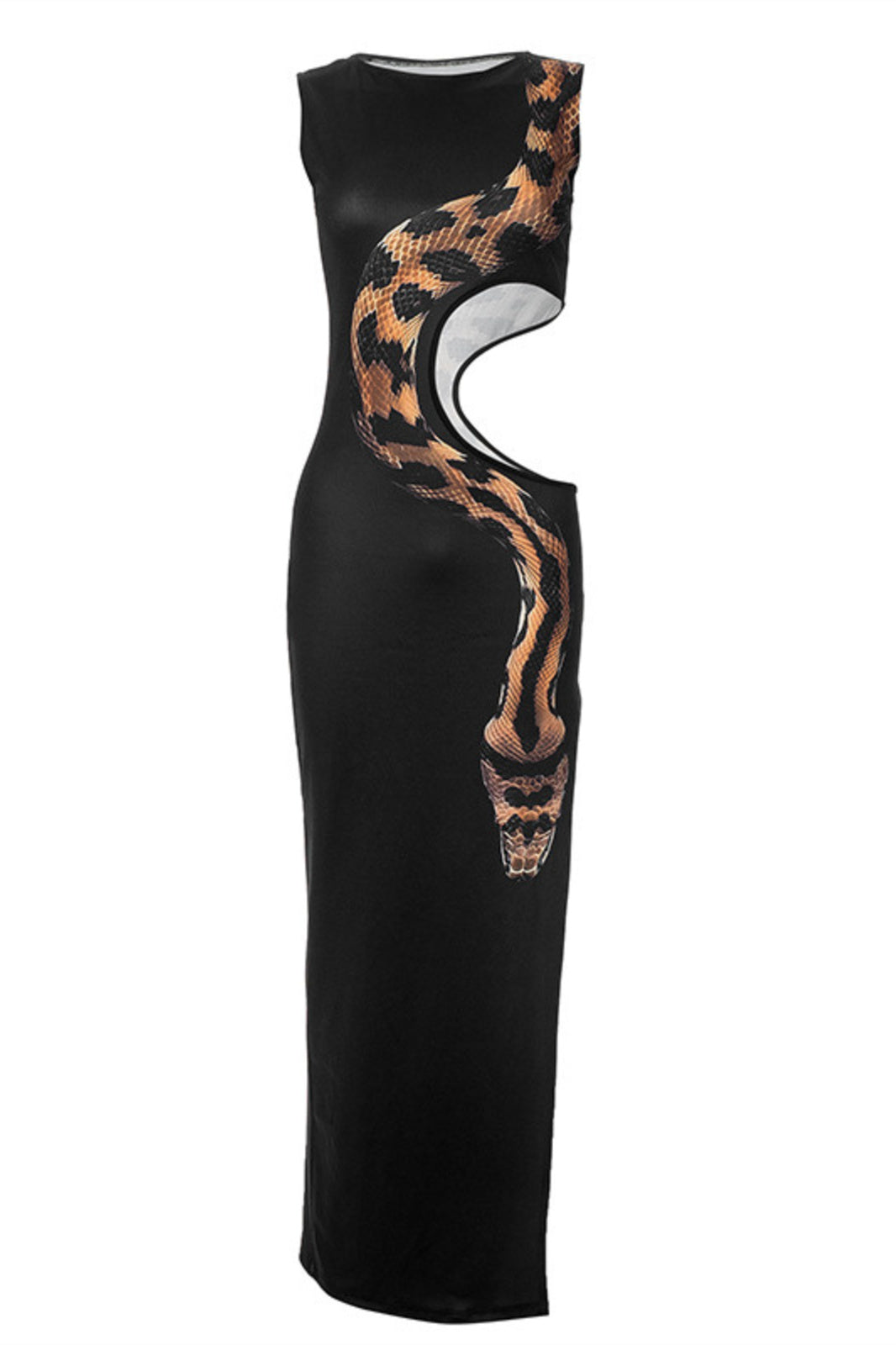 Elegance Yılan Baskılı Maxi Elbise