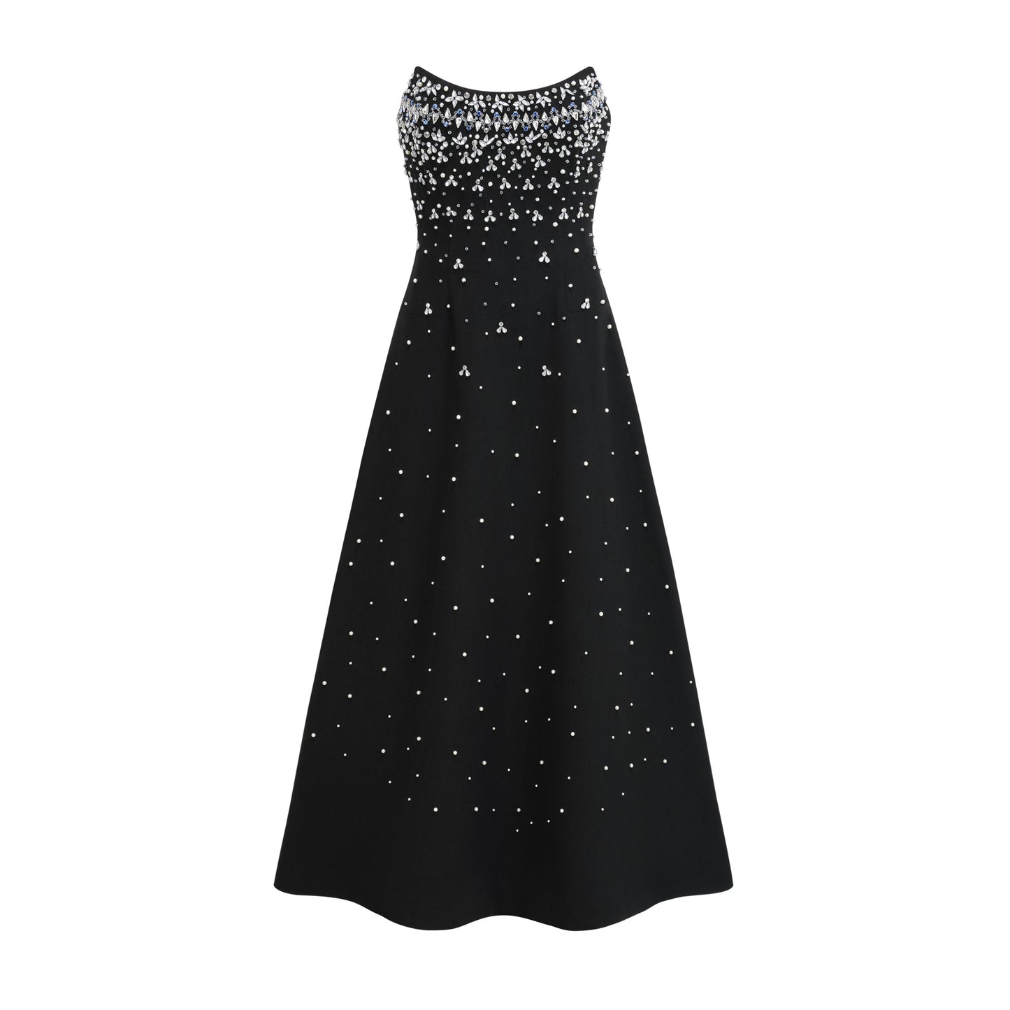 Elegant Siyah İşlemeli Maxi Elbise