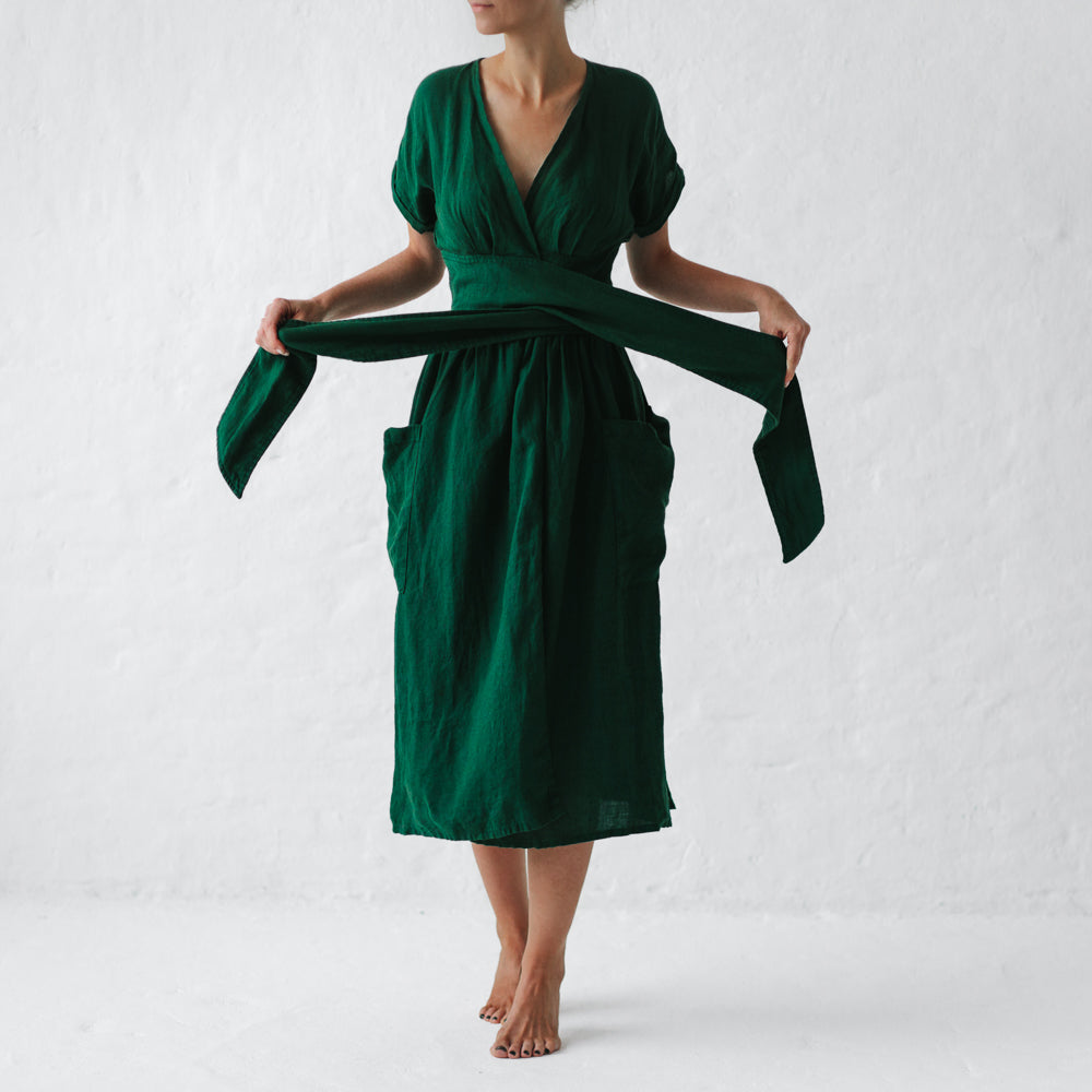 Sleeves Keten Elbise