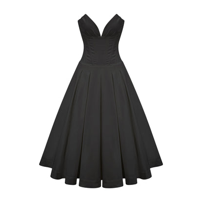 Straplez korse midi elbise