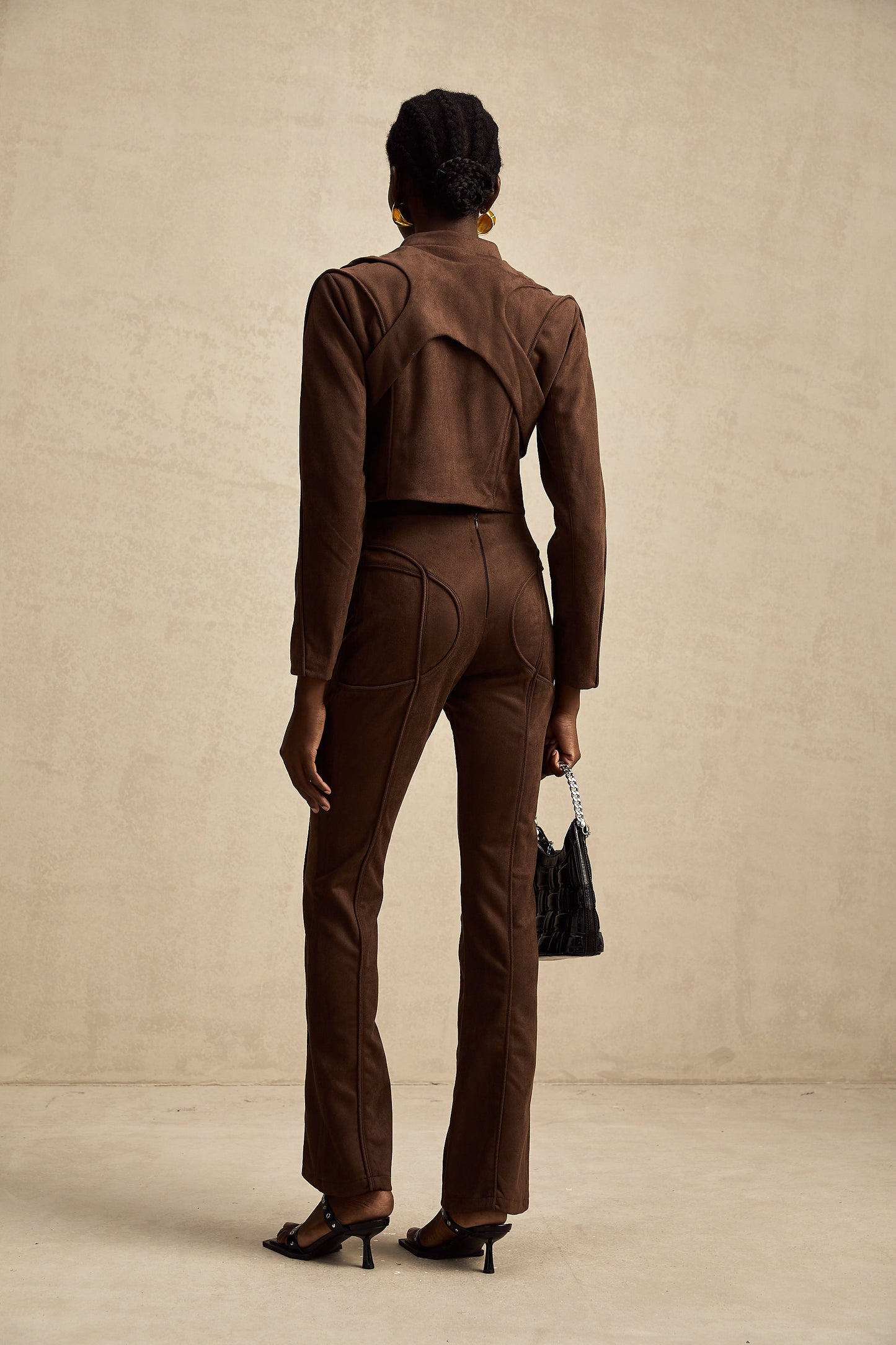 Chloé Kahverengi Süet Ceket ve Pantolon Takımı