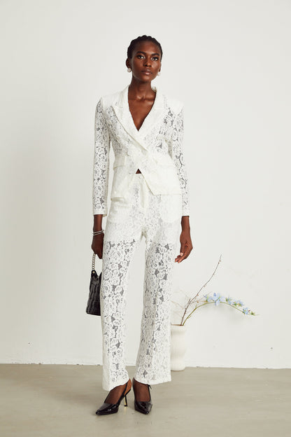 Zoé dantel blazer ve pantolon takım