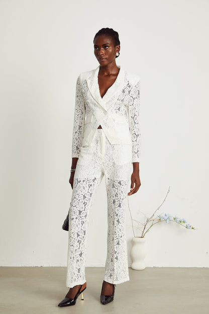 Zoé dantel blazer ve pantolon takım