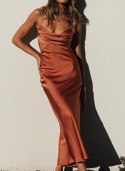 Saten Slip Midi Elbise
