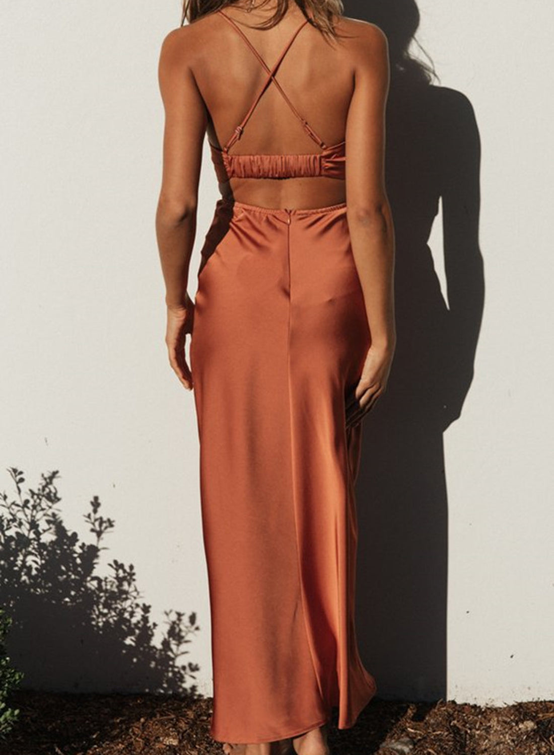 Saten Slip Midi Elbise