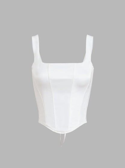 Ivory Glow Tied Crop Corset Top