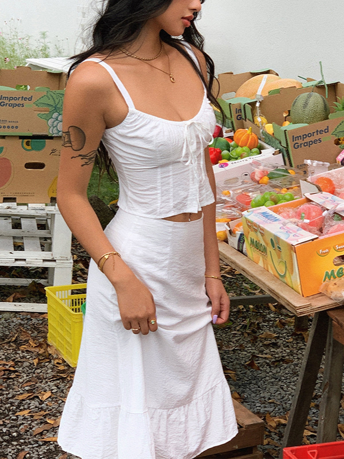 Cowgirl Estetik Korse İki Parça Etek Takımı