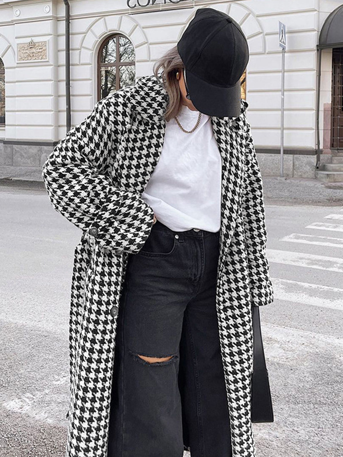 Houndstooth Tweed Trençkot