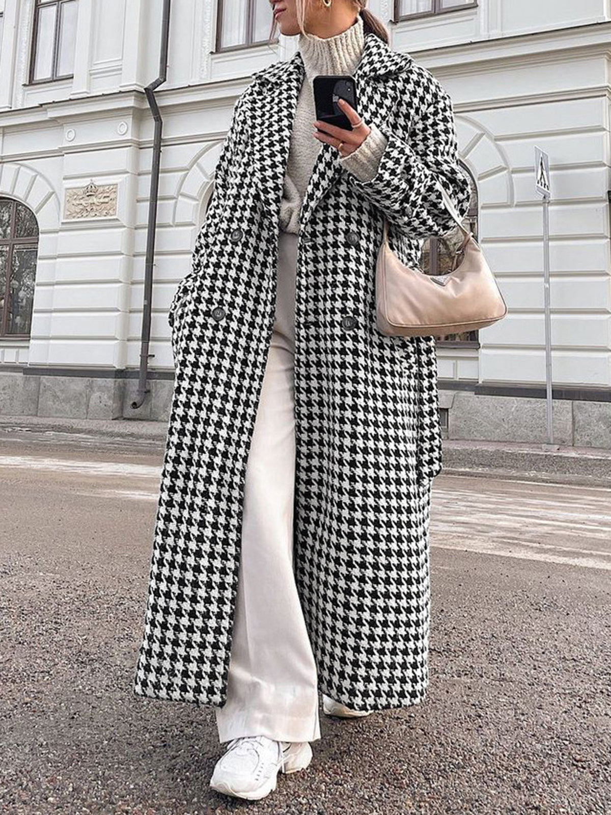 Houndstooth Tweed Trençkot