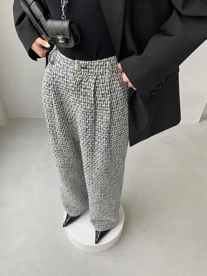 Tweed Geniş Paça Pantolon