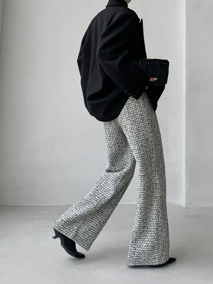 Tweed Geniş Paça Pantolon