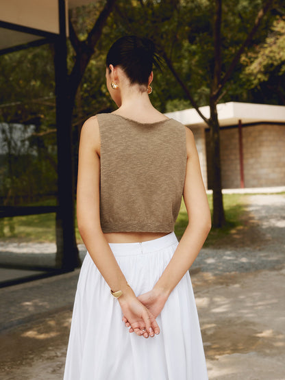 Pamuk Karışımlı Kısa Tank Top