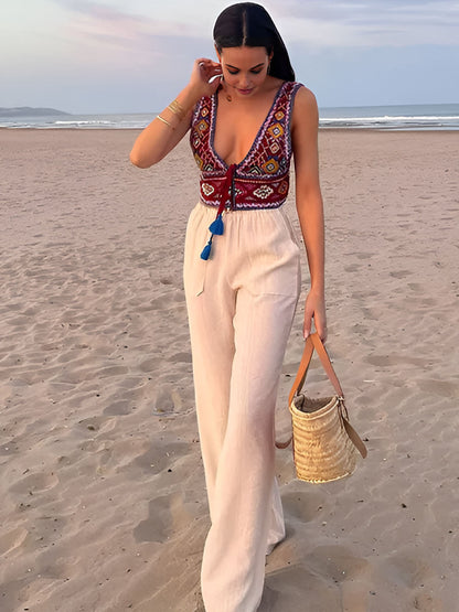 Boho Nakışlı Düğümlü Atlet