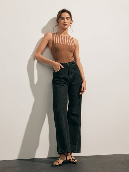 Şeffaf Ribanalı Tank Top