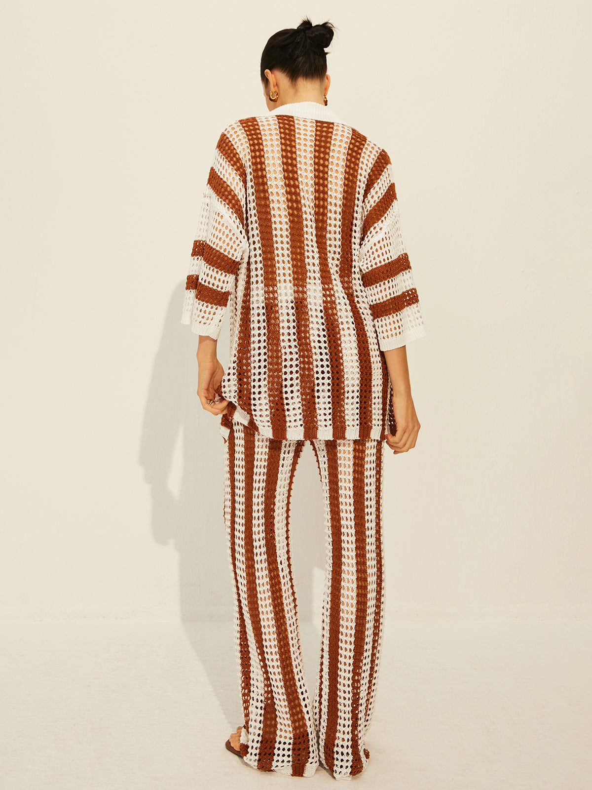 Stripe Polo Knit Pants Set