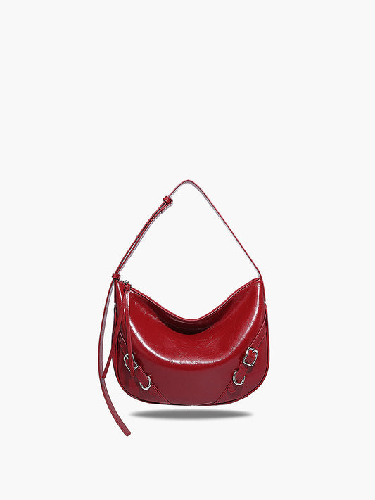 Crimson Elegance Hobo Çanta