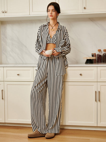 Pinstripe Cepli Üç Parça Pantolon Takımı