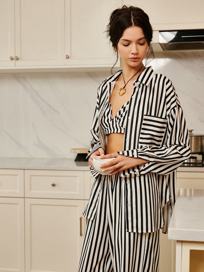 Pinstripe Cepli Üç Parça Pantolon Takımı