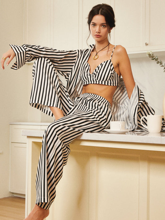 Pinstripe Cepli Üç Parça Pantolon Takımı