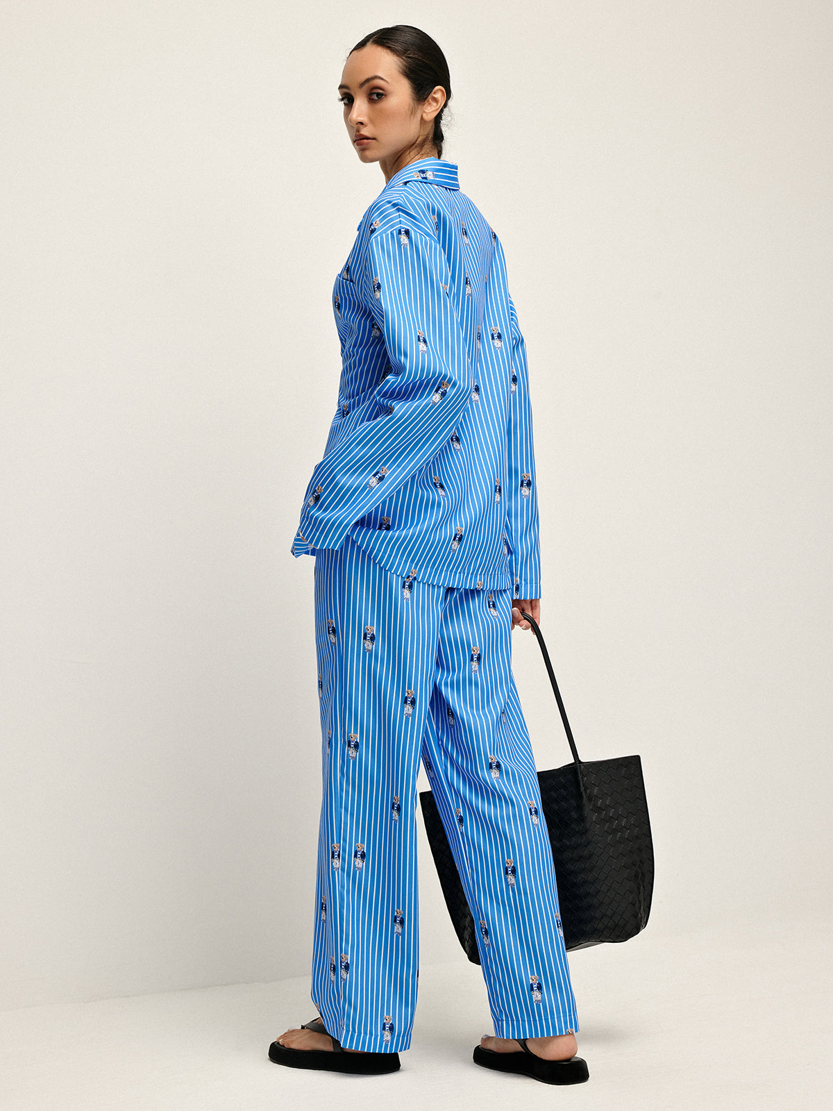 Pinstripe Yaka Baskılı Pantolon Takımı
