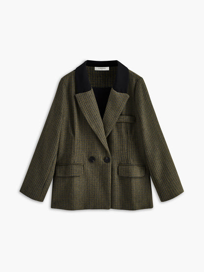 Büyük Boy Tweed Ekose Blazer