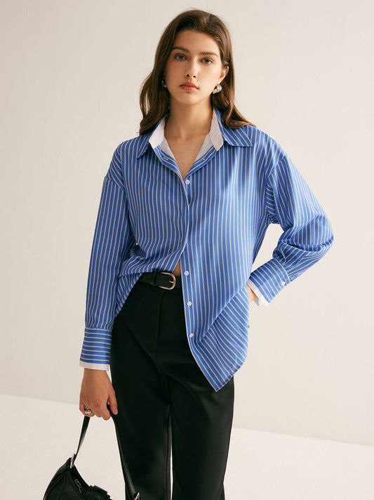 Pinstripe İnce Polo Gömlek