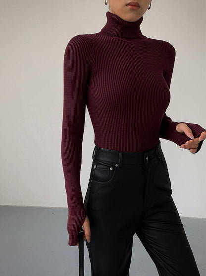 Minimalist Turtleneck İnce Örgü Üst