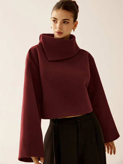 Düz Balıkçı Yaka Tweed Üst