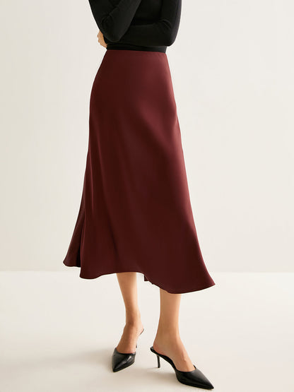 Flowy Satin Midi Skirt