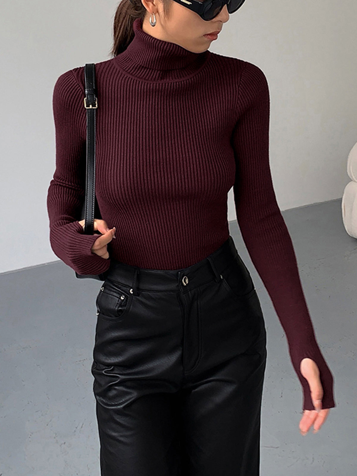 Minimalist Turtleneck İnce Örgü Üst