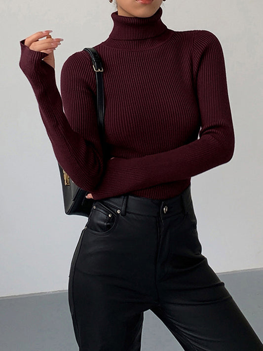 Minimalist Turtleneck İnce Örgü Üst