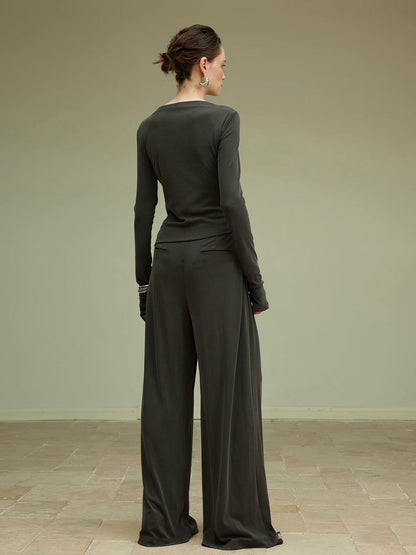 Pliseli Drapeli Jersey Pantolon