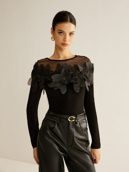 Romance Floral Dekor İnce Bluz