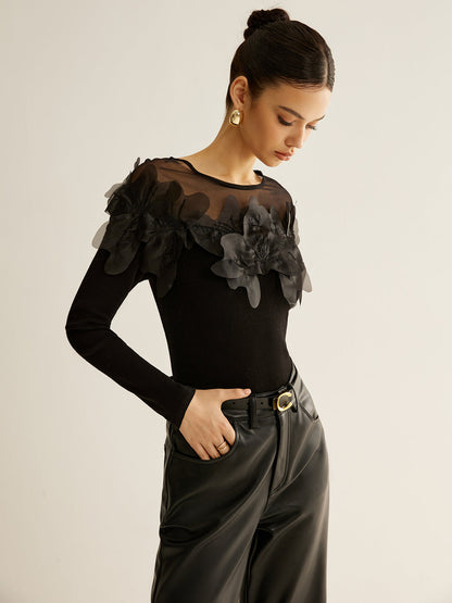 Romance Floral Dekor İnce Bluz