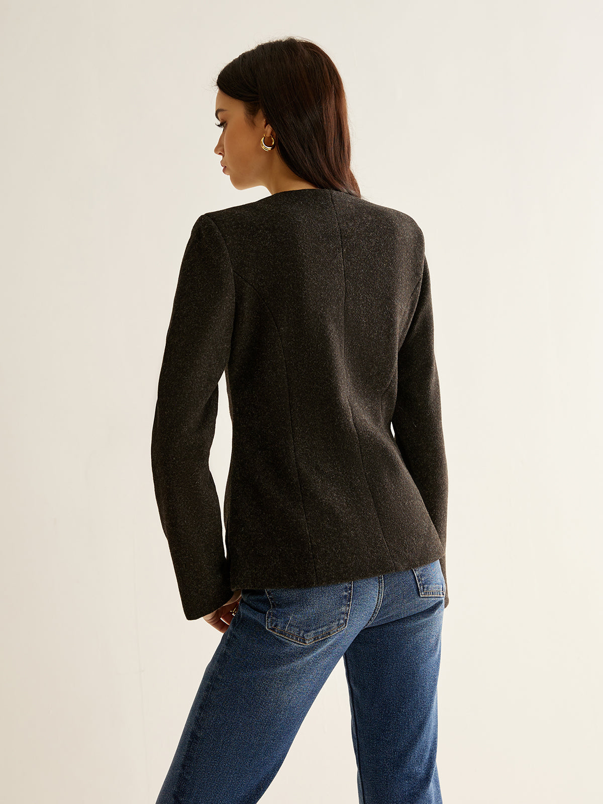 Pileli Düğmeli İnce Blazer Kemersiz
