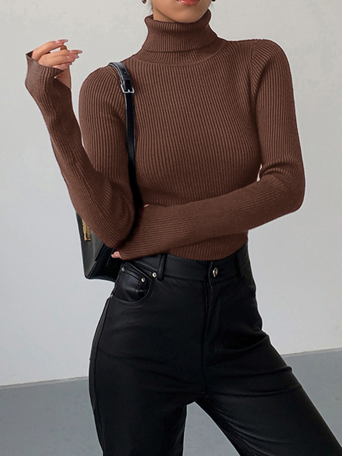 Minimalist Turtleneck İnce Örgü Üst