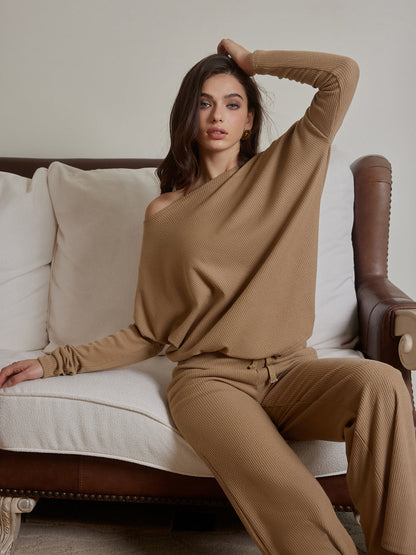 Kaburgalı Bağcıklı Pantolon Takımı