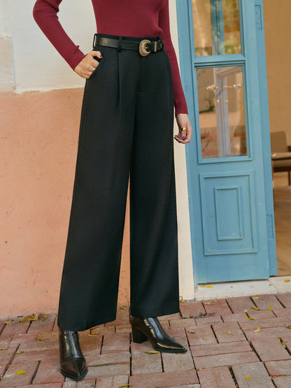 Kemersiz Orta Bel Tweed Pantolon