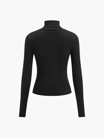 Minimalist Turtleneck İnce Örgü Üst