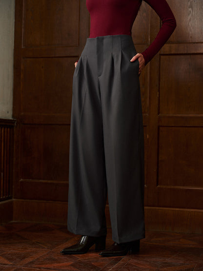 Minimalist Yüksek Bel Geniş Paça Pantolon