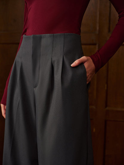 Minimalist Yüksek Bel Geniş Paça Pantolon