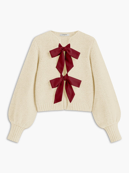 Crew Neck Bow Knit Top