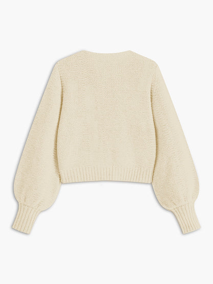 Crew Neck Bow Knit Top