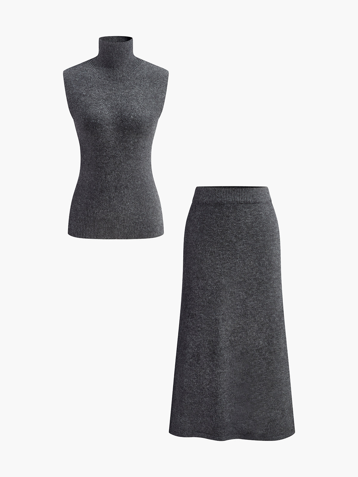 Minimalist Turtleneck Kolsuz Etek Takımı