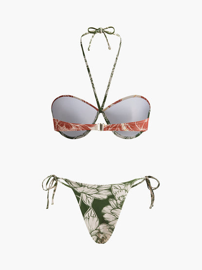 Floral Bikini Set With Tie Side Skirt